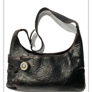 Vintage Wilson’s Leather Pelle Studio Black Leather Shoulder Bag Red Stitching